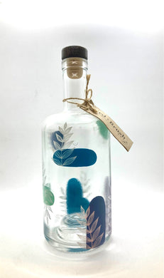Bird & Brush Art Whiskey Bottle Blue + Purple
