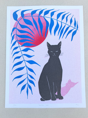 Stitch Prism Black Cat Risograph Print