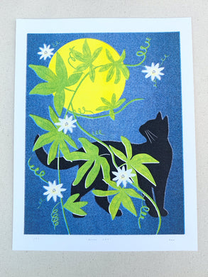 Stitch Prism Moon Cat Risograph Print