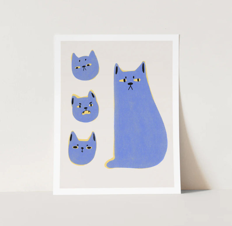 Fromlinetoline Blue Cat Print