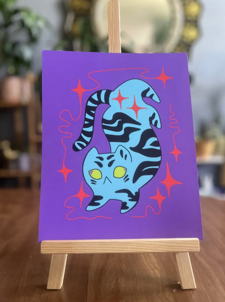 Michiirei Blue Tiger Cat Print