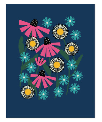 Hideaway House Studio Coneflower, Daisy, Aster, Blue Print