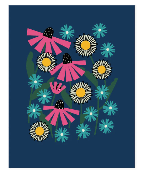 Hideaway House Studio Coneflower, Daisy, Aster, Blue Print