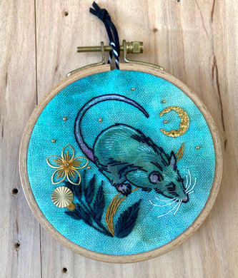 Thistle Finch Field Rat Embroidery Hoop
