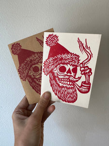 Horse & Hare Skull Santa Card