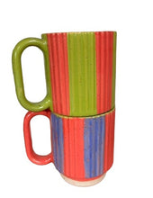 Keene Pottery Stacking Mugs with Stripes