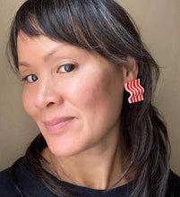 kc.co Red & Pink Stripe Wavy Studs