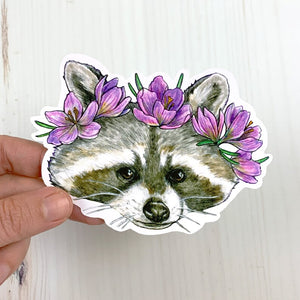Sarah Draws Things Raccoon Crocus Crown Sticker