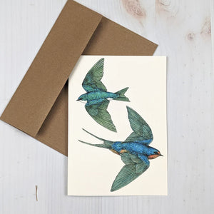 Sarah Draws Things Swooping Swallows Card