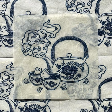Huiyi Kuo Tea Time Relief Linocut Print