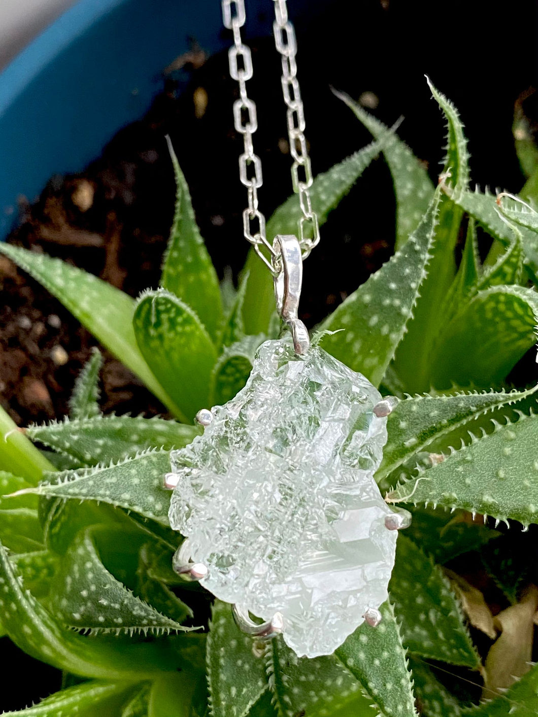 Aimee Petkus SS Aquamarine Crystal Mineral Necklace