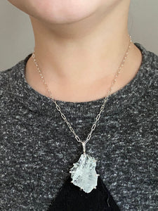 Aimee Petkus SS Aquamarine Crystal Mineral Necklace