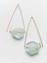 Aimee Petkus Open Triangular Stone Hoops 14K GF Aquamarine Earrings