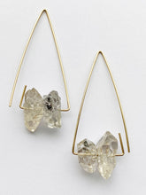 Aimee Petkus Open Triangular Stone Hoops 14K GF Herkimer Diamonds Earrings