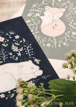 Blush and May Sleeping Polar Bear & Florals Animal Art Print