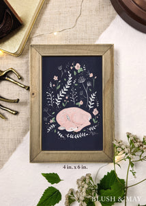 Blush and May Sleeping Fawn & Florals Animal Art Print