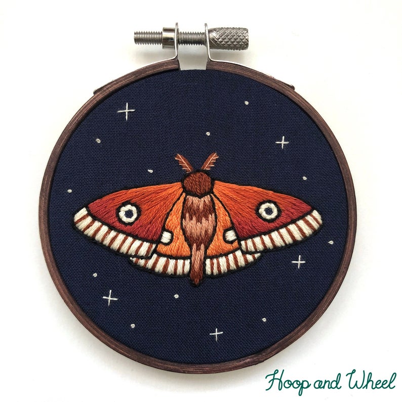 Hoop and Wheel Midnight Moth Embroidery