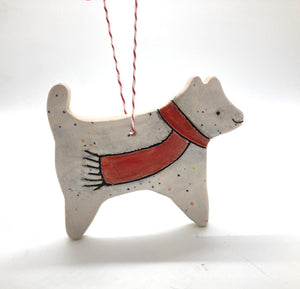 Mhandknits Ceramic Dog Ornament