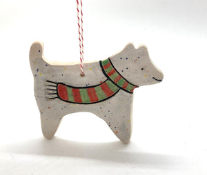 Mhandknits Ceramic Dog Ornament