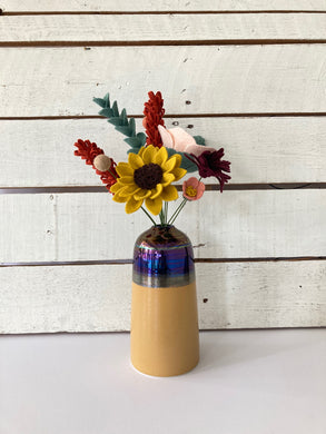 Fall Perfect Pairing: Medium Yellow/Orange Vase with Large Bouquet