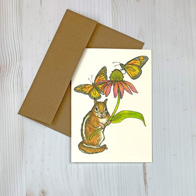 Sarah Draws Things Chipmunk Coneflower Notecard
