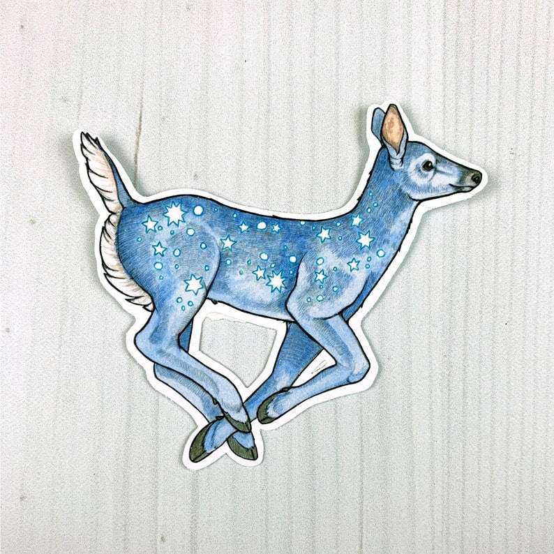 Sarah Draws Things Starry Deer Vinyl Sticker