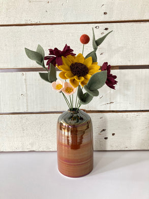 Fall Perfect Pairing: Small TDeep Sienna Vase with Medium Bouquet