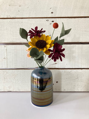 Fall Perfect Pairing: Small Teal Vase with Medium Bouquet