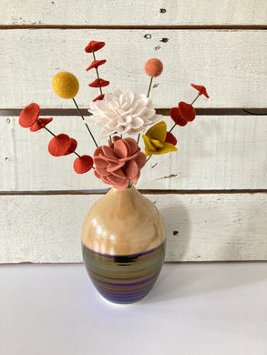 Fall Perfect Pairing: Small Yellow/Orange Vase with Small Bouquet (2)