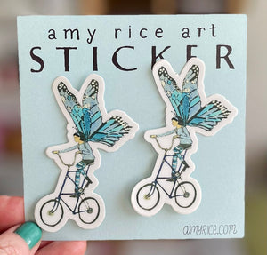 Amy Rice Butterfly on a Tall Bike Sticker