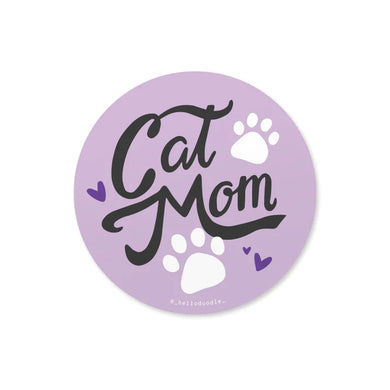 Hello Doodle Cat Mom Sticker