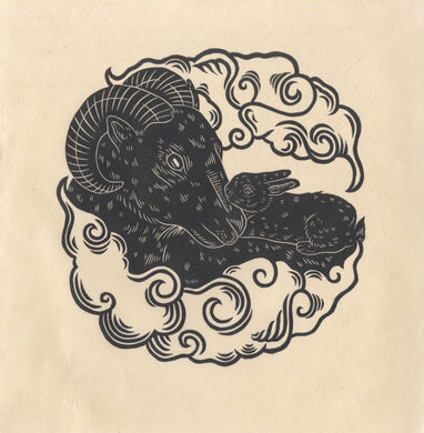 Huiyi Kuo A Rabbit's Mother Relief Linocut Print