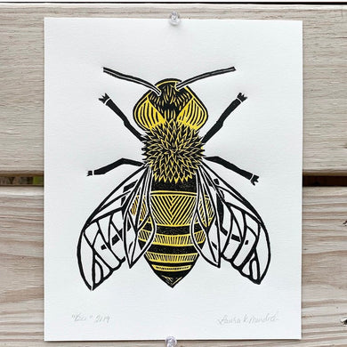 Laura K Murdoch Bee Woodcut Print