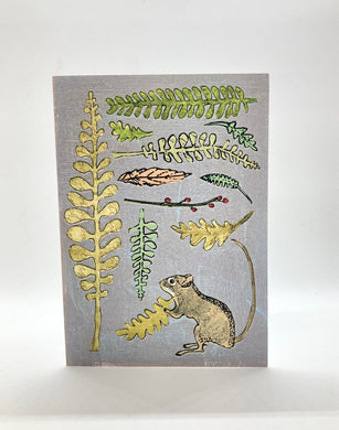 Amy Rice Mouse and Leaves Card