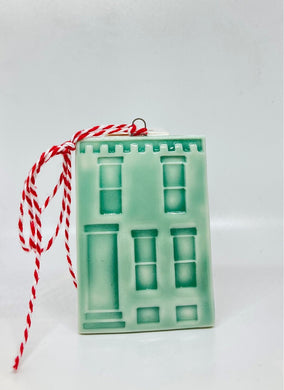 Sidewalk Ceramics Seafoam Rowhouse Ornament